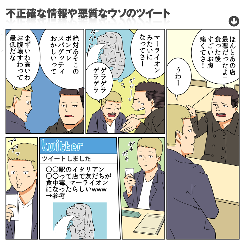 問題行動：不正確な情報や、悪質なウソのツイート